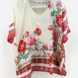 Johnny Was Rose Garden Silk Blouse Size small